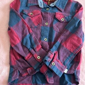 7 For All Mankind Red and Blue Plaid Long-Sleeve Blouse
